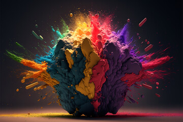 Obraz na płótnie Canvas abstract fantasy pigment rainbow colors explosion powder background,generative ai.