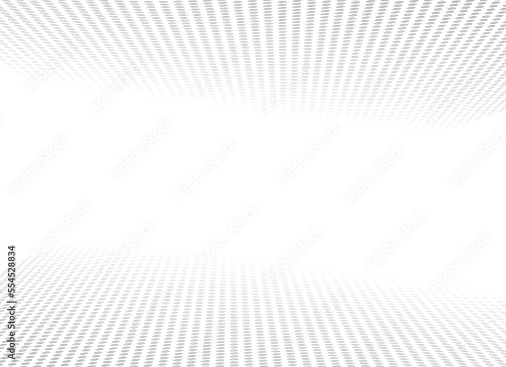 Poster halftone and perspective background. Abstract halftone dotted background. White and gray abstract perspective background with halftone