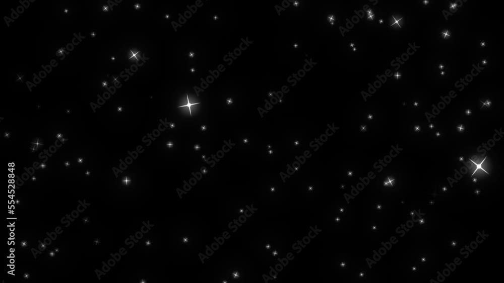 Poster stars blinking on alpha channel. white twinkle star moving in sky, animation of blinking stars movin