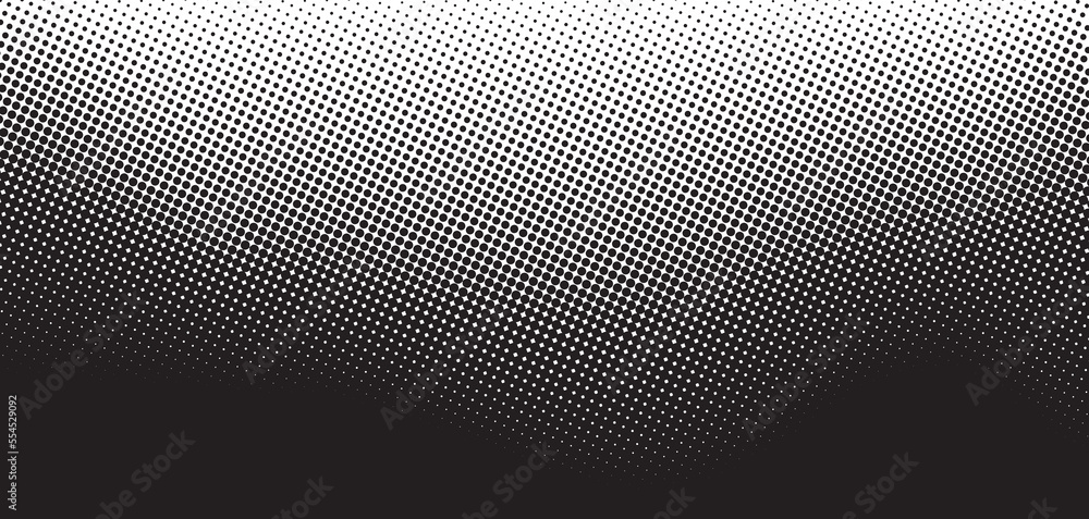Poster Gradient Modern Backdrop. Fade Vintage Texture. Monochrome Pattern. The halftone texture is monochrome.