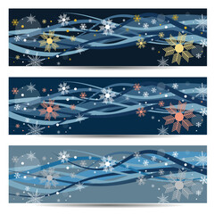 Three holiday winter banners ornament design