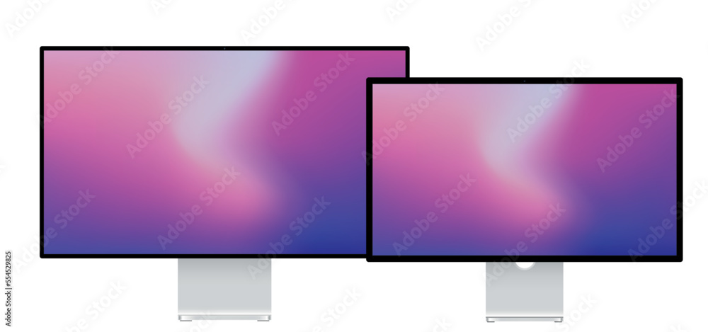 Poster Modern computer monitor mockup isolated on white background front view.