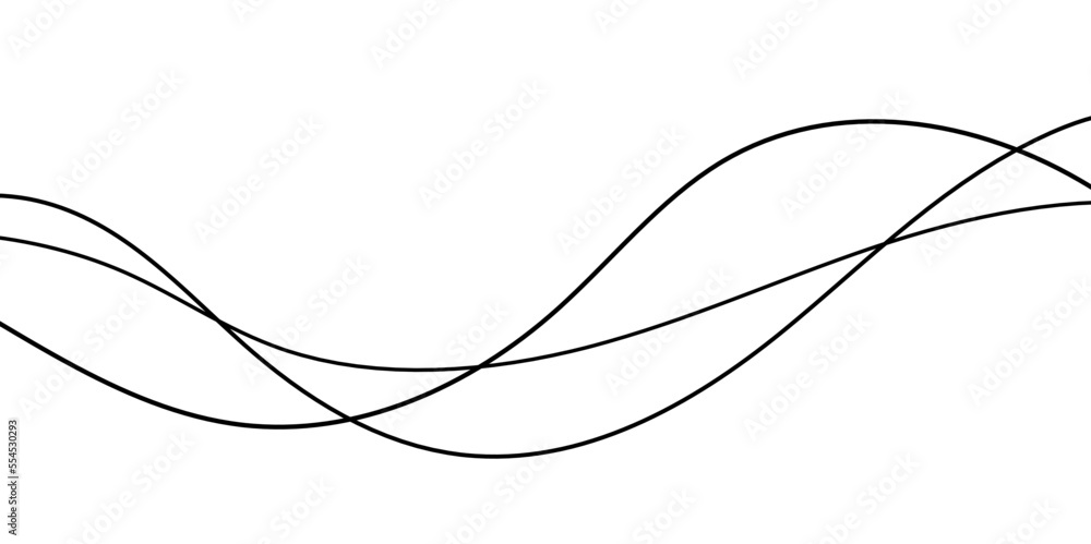 Poster Line art striped graphic template. Curve wave seamless pattern. Vector illustration.
