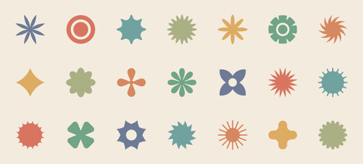 Flowers icons set. Simple abstract flowers. Flat style. Vector illustration