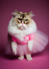 very cute cat in pink dress portrait
