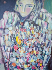 Obraz premium Mystic angel colorful picturesque texture painting.