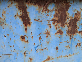 old blue painted metal rusted
