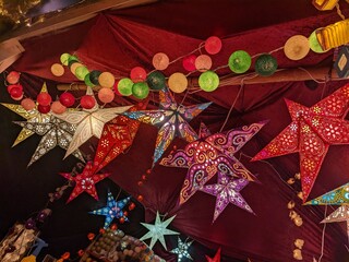 colorful Christmas stars with beautiful patterns
