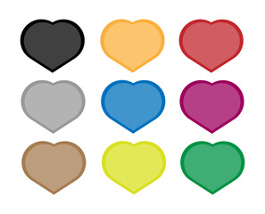 Heart icon. Vector set with group of colorful hearts on isolated white background