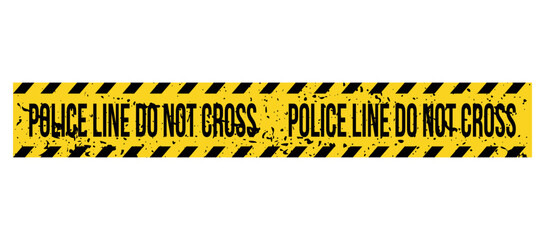 Police line do not cross. Barrier tape. Crime scene border. Safety type.  Accident restriction line. Isolated on white background. Vector  illustration