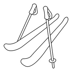 Ski line art vector.