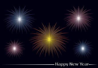 illustration of fireworks on the sky with happy new year