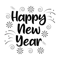 happy new year calligraphy vector illustration