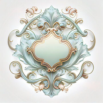 Vintage Baroque Victorian frame border monogram floral ornament scroll engraved retro pattern