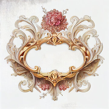Vintage Baroque Victorian frame border monogram floral ornament scroll engraved retro pattern