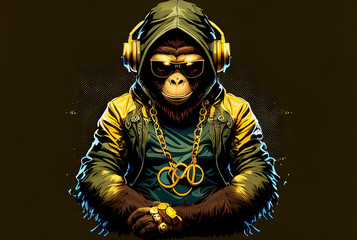 Cool monkey gorilla Gangsta rapper in sunglasses.
sketch art for artist creativity and inspiration. generative AI
