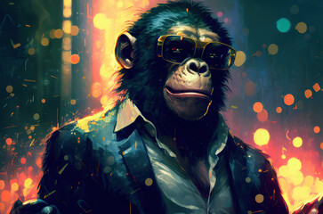 Cool monkey gorilla Gangsta rapper in sunglasses.
sketch art for artist creativity and inspiration. generative AI - obrazy, fototapety, plakaty