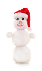 Snowman in a Christmas hat.