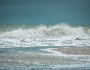 Stormy day at the beach as Hurricane Hermine approaches the Florida Gulf Coast, Longboat Key, Florida