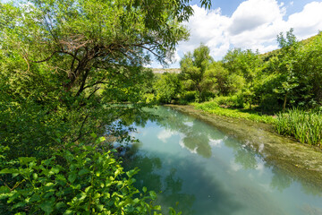 Fototapeta na wymiar Landscape of Iskar Panega Geopark along the Gold Panega River, Bulgaria
