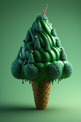 Realistic Ice Cream Tree made by AI, Artificial Intelligence.