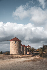 Fototapeta premium Ancient Greek windmills Melia Evros Greece