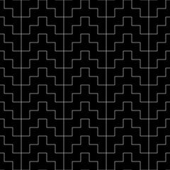 Seamless manji pattern. Interlocking chevrons background. Oriental symbols ornament. Traditional architecture wallpaper. Ancient ethnic mosaic motif. Textile print. Vector art work.