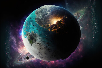 Obraz na płótnie Canvas Planet orbit with perspective of the universe. Generative AI