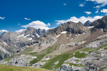 Fototapeta na wymiar Panoramic view in Col des Tentes, Vallee de Luz, Parc National des Pyrenees, France