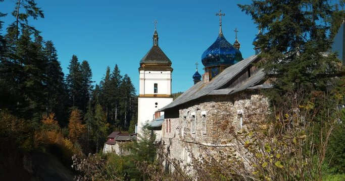 Manyava Skete of Exaltation of Holy Cross, or Maniava or Manjava Skete - known as Ukrainian Athos,is Orthodox solitary cell mens monastery in Carpathian mountains, Ukraine. Near skete is Blessed Stone