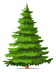 Green spruce on a white background. Flat style vector illustration.