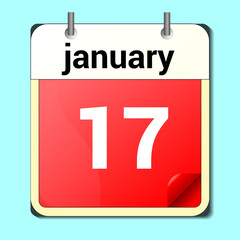 day on the calendar, vector image format, January 17