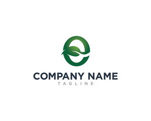 Letter E and Leaf Logo Design Concept for Company