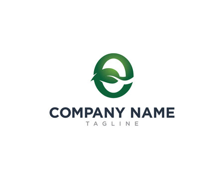 Letter E and Leaf Logo Design Concept for Company