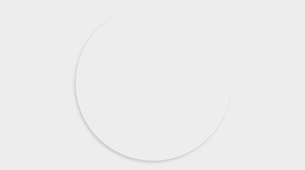 Simple white circle with shadow. Minimalism banner. Presentation template. Copy space