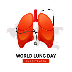 World lung day illustration, lung and stethoscope vector