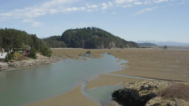Tide Flat Flight Above Beautiful Reflective Water La Conner Washington USA