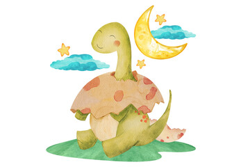 Cute Baby Dinosaur watercolor, Baby Dinos Nursery Decor, Cute Animals illustration, Watercolor illustration, Clipart For Kids.