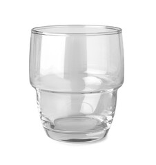 Stylish empty glass isolated on white background