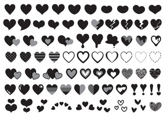 いろいろな形のハートマークのセット