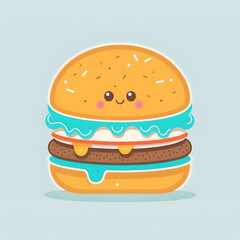 Happy and Delicious: Cute Hamburger Illustration