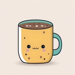 This is a cute vector illustration of a solid colored mug.  It has a bright and cheerful design, with a curved handle and a smooth, glossy finish. Perfect for a morning cup of coffee or tea!