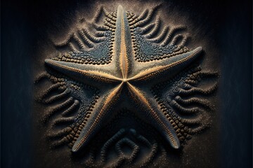 Sea stars antique look. Decoration from the bottom of the ocean. Decorative starfish. AI