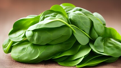 fresh spinach leaves on the table