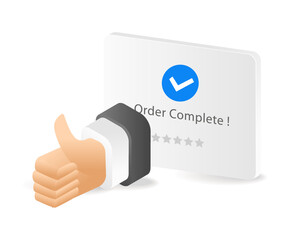 Flat isometric 3d illustration complete order