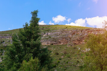 The hilly nature of Eastern Europe. Background with copy space for text, toned