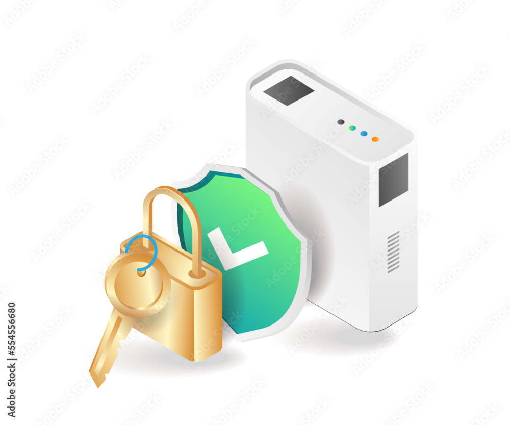 Aufkleber flat isometric 3d illustration padlock data security symbol
