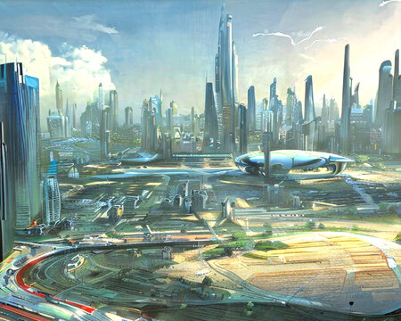 UFO着陸場がある未来都市