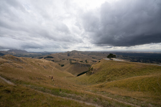 Hawke's Bay Te Mata Peak lookout on a cloudy day in New Zealand