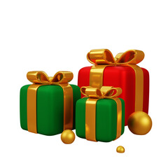 3d three colored gift boxes
